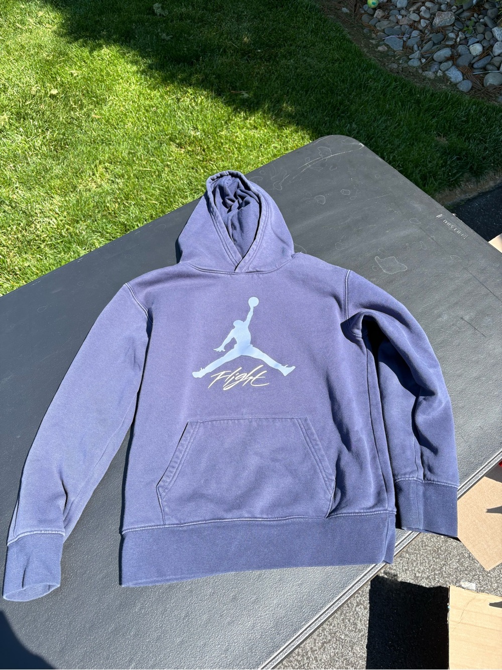 Jordan Flight Pullover Hoodie in Navy with Light Blue Logo